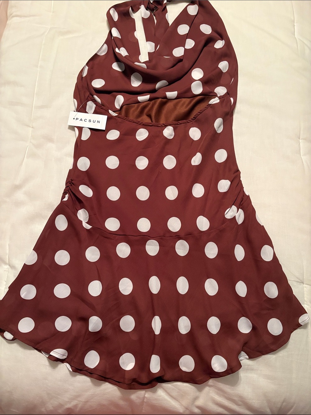 Beverly & Beck Brown Polka Dot Dress L Pretty Woman Homecoming Size Large